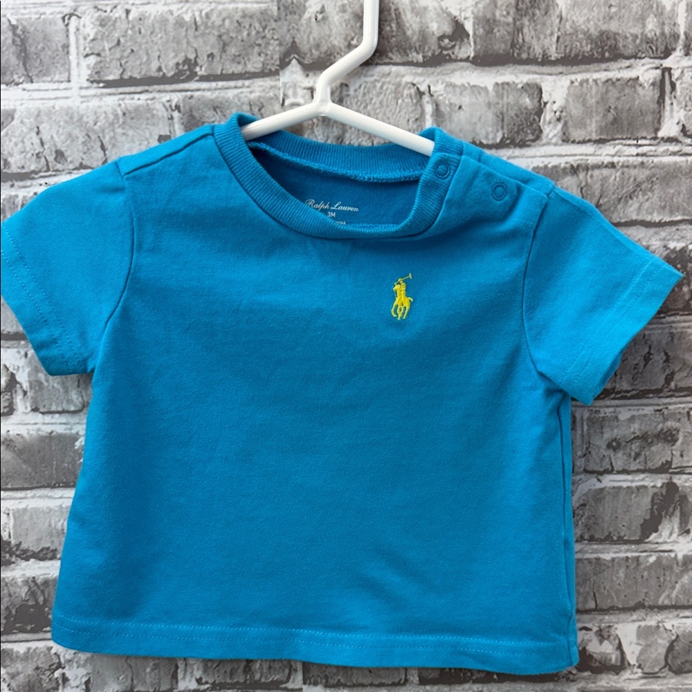 Baby Boy's Ralph Lauren Kids Teal T-Shirt‎ with Yellow Logo
